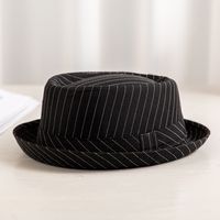 Men's Retro Stripe Crimping Fedora Hat sku image 3