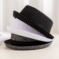 Men's Retro Stripe Crimping Fedora Hat main image 1