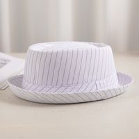 Men's Retro Stripe Crimping Fedora Hat sku image 2