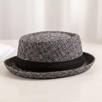 Men's Retro Stripe Crimping Fedora Hat main image 2