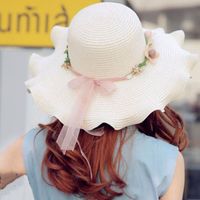 Women's Vintage Style Flower Big Eaves Straw Hat sku image 3