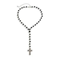 Retro Simple Style Classic Style Cross Round Alloy Crystal Beaded Women's Pendant Necklace main image 5