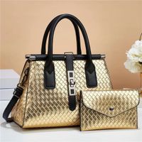 Women's Medium Pu Leather Solid Color Vintage Style Classic Style Square Zipper Tote Bag sku image 2
