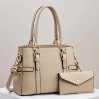 Women's Medium Leather Solid Color Vintage Style Classic Style Square Flip Cover Tote Bag sku image 1