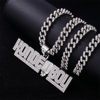 Hip Hop Letra Aleación De Zinc Enchapado Embutido Diamantes De Imitación Hombres Collar Colgante main image 4