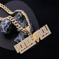 Hip Hop Letra Aleación De Zinc Enchapado Embutido Diamantes De Imitación Hombres Collar Colgante main image 5