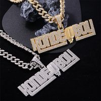Hip Hop Letra Aleación De Zinc Enchapado Embutido Diamantes De Imitación Hombres Collar Colgante main image 3