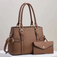 Women's Medium Leather Solid Color Vintage Style Classic Style Square Flip Cover Tote Bag sku image 5
