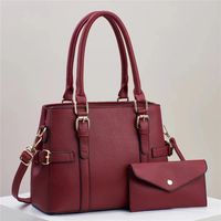 Women's Medium Leather Solid Color Vintage Style Classic Style Square Flip Cover Tote Bag sku image 4