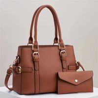 Women's Medium Leather Solid Color Vintage Style Classic Style Square Flip Cover Tote Bag sku image 3