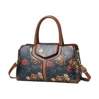 Women's Large Pu Leather Color Block Vintage Style Square Zipper Handbag main image 5