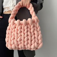 Women's Large Cotton Solid Color Cute Basic Square Open Underarm Bag sku image 2