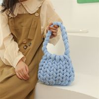 Women's Large Cotton Solid Color Cute Basic Square Open Underarm Bag main image 5