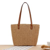 Women's Large Straw Solid Color Vintage Style Shell String Underarm Bag main image 6