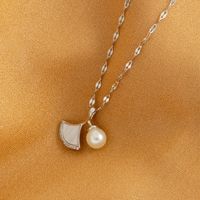 Stainless Steel 18K Gold Plated Sweet Streetwear Plating Inlay Bow Knot Pearl Zircon Pendant Necklace sku image 4