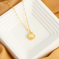 Stainless Steel 18K Gold Plated Elegant Glam Plating Inlay Oval Opal Zircon Pendant Necklace main image 1