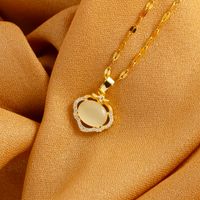 Acero Inoxidable Chapados en oro de 18k Elegante Glamour Enchapado Embutido Oval Ópalo Circón Collar Colgante main image 3