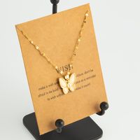 Stainless Steel 18K Gold Plated Elegant Simple Style Plating Inlay Butterfly Opal Zircon Pendant Necklace main image 3