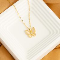 Stainless Steel 18K Gold Plated Sweet Streetwear Plating Inlay Bow Knot Pearl Zircon Pendant Necklace sku image 2
