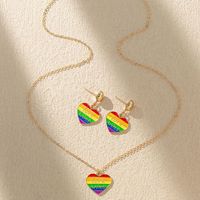 IG Style Simple Style Letter Rainbow Heart Shape Alloy Painted Women's Jewelry Set main image 1