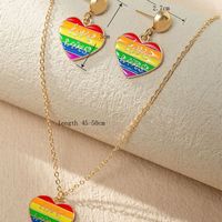 IG Style Simple Style Letter Rainbow Heart Shape Alloy Painted Women's Jewelry Set main image 2