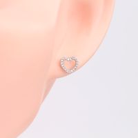 1 Pair Sweet Heart Shape Inlay Sterling Silver Zircon Ear Studs main image 8