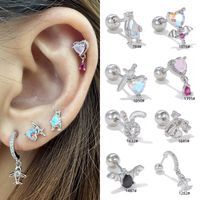 1 Piece Ig Style Simple Style Water Droplets Heart Shape Airplane Plating Inlay Brass Zircon 18k Gold Plated White Gold Plated Ear Studs main image 1