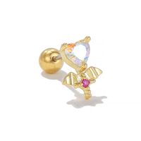 1 Piece Ig Style Simple Style Water Droplets Heart Shape Airplane Plating Inlay Brass Zircon 18k Gold Plated White Gold Plated Ear Studs sku image 3