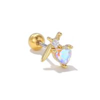 1 Piece Ig Style Simple Style Water Droplets Heart Shape Airplane Plating Inlay Brass Zircon 18k Gold Plated White Gold Plated Ear Studs sku image 7