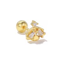 1 Piece Ig Style Simple Style Water Droplets Heart Shape Airplane Plating Inlay Brass Zircon 18k Gold Plated White Gold Plated Ear Studs sku image 9
