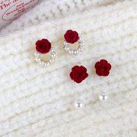 Wholesale Jewelry Simple Style Flower Alloy Pearl Inlay Earrings sku image 1