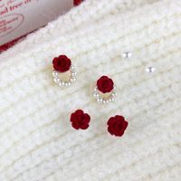 Wholesale Jewelry Simple Style Flower Alloy Pearl Inlay Earrings main image 9