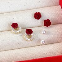 Wholesale Jewelry Simple Style Flower Alloy Pearl Inlay Earrings main image 8