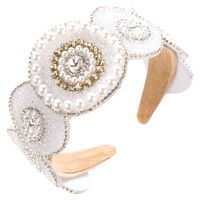 Women's Elegant Luxurious Geometric Cloth Inlay Artificial Pearls Rhinestones Beads Hair Band sku image 4