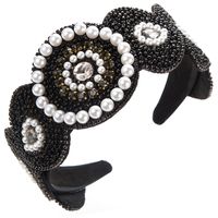 Women's Elegant Luxurious Geometric Cloth Inlay Artificial Pearls Rhinestones Beads Hair Band sku image 1