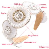 Frau Elegant Luxuriös Geometrisch Tuch Inlay Künstliche Perlen Strasssteine Perlen Haarband main image 2