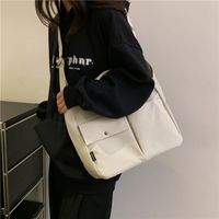 Women's Composite Fabric Solid Color Classic Style Sewing Thread Square Zipper Handbag sku image 2
