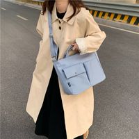 Women's Composite Fabric Solid Color Classic Style Sewing Thread Square Zipper Handbag sku image 4