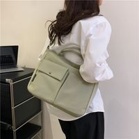 Women's Composite Fabric Solid Color Classic Style Sewing Thread Square Zipper Handbag sku image 3