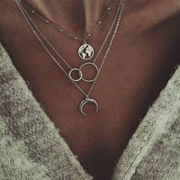 Casual Simple Style Circle Earth Moon Alloy Plating Hollow Out Women's Three Layer Necklace main image 1