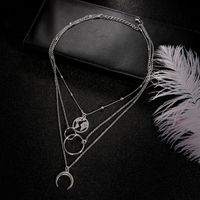 Casual Simple Style Circle Earth Moon Alloy Plating Hollow Out Women's Three Layer Necklace main image 3
