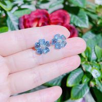 1 Pair Sweet Shiny Flower Plating Inlay Copper Alloy Crystal Zircon White Gold Plated Ear Studs sku image 3