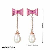 1 Pair Sweet Bow Knot Plating Gem Brass Artificial Gemstones Zircon Rose Gold Plated White Gold Plated Drop Earrings main image 2