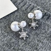 1 Pair Elegant Snowflake Imitation Pearl Alloy Drop Earrings main image 3