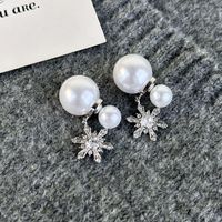 1 Pair Elegant Snowflake Imitation Pearl Alloy Drop Earrings main image 7