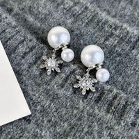 1 Pair Elegant Snowflake Imitation Pearl Alloy Drop Earrings main image 5