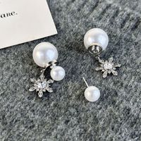 1 Pair Elegant Snowflake Imitation Pearl Alloy Drop Earrings main image 9
