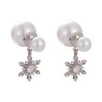 1 Pair Elegant Snowflake Imitation Pearl Alloy Drop Earrings main image 8