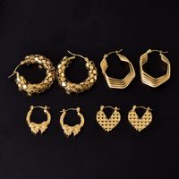 1 Set 1 Pair Lady Heart Shape Bow Knot Plating Mesh 304 Stainless Steel 18K Gold Plated Hoop Earrings main image 1
