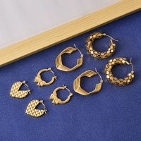 1 Set 1 Pair Lady Heart Shape Bow Knot Plating Mesh 304 Stainless Steel 18K Gold Plated Hoop Earrings main image 4